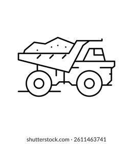 dump truck stone transportation line icon vector. dump truck stone transportation sign. isolated contour symbol black illustration