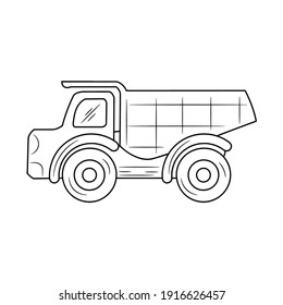 Dump Truck thin line vector illustration. isolated with hand drawn style