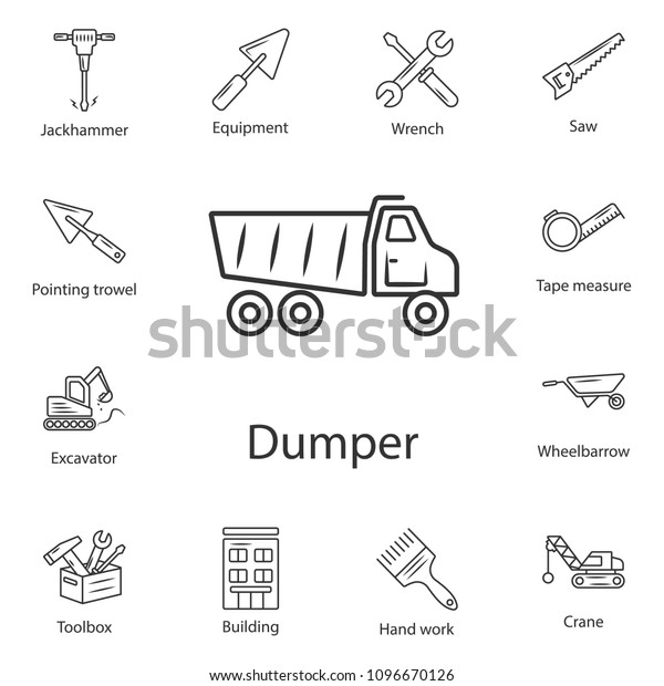 Dump truck tipper icon.\
Simple element illustration. Dump truck tipper symbol design from\
Construction collection set. Can be used for web and mobile on\
white background