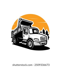 Dump Truck, Tipper Truck Vector Illustration Isolated in White Background. Best for Moving Transport Related Industry