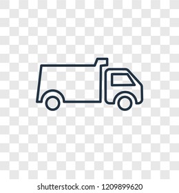 Dump truck toy concept vector linear icon isolated on transparent background, Dump truck toy concept transparency concept in outline style