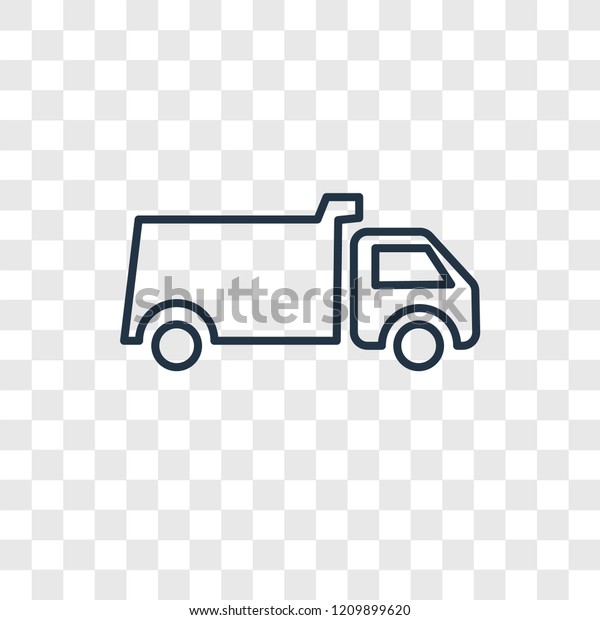 Dump truck toy concept vector linear icon isolated\
on transparent background, Dump truck toy concept transparency\
concept in outline style