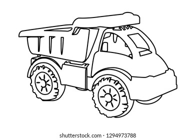 dump truck toy contour vector illustration