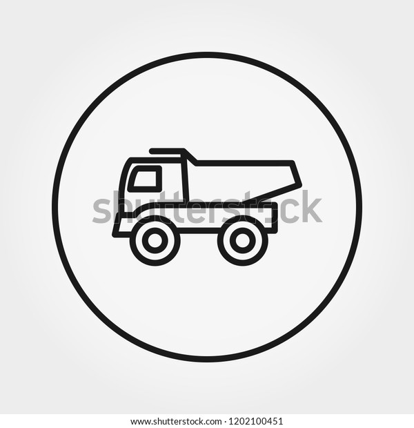 Dump truck Toy. Universal icon for web and mobile\
application. Vector illustration on a white background. Editable\
Thin line.
