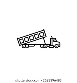dump truck with trailer outline icon. dump truck black line illustration.