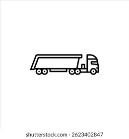 caminhão de despejo com ícone de contorno de reboque. caminhão de despejo ilustração linha preta.