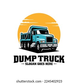 dump truck. trucking premium logo vector