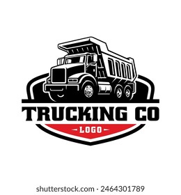 dump truck. trucking premium logo vector