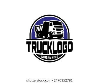 Dump truck, trucking premium logo vector