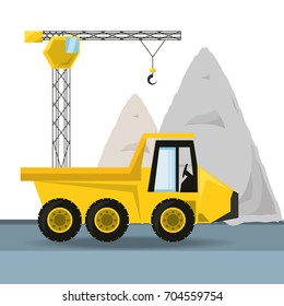 dump truck under construction concept