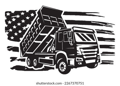 Camión volcado con el diseño de la bandera de los Estados Unidos