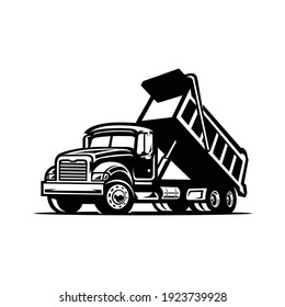 Dump truck vector black and white isolated