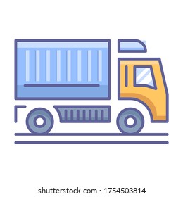 Dump truck vector - color icon - transportation icons