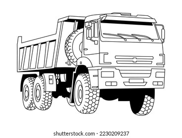 Dump truck vector drawing transparent background