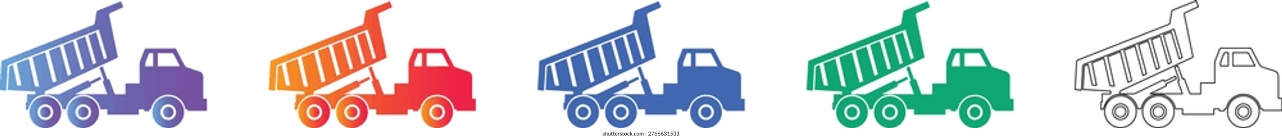 Dump Truck Vector Icon Collection vol 1916