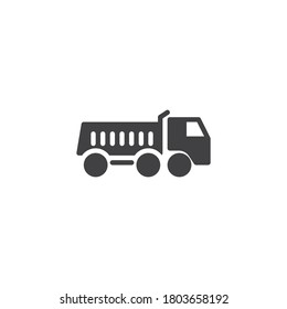 Icono del vector del camión volcado. signo plano relleno para concepto móvil y diseño web. Icono de glifo de camión de tipper. Símbolo, ilustración del logotipo. Gráficos vectoriales