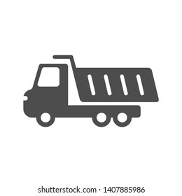 dump truck vector icon isolated on white background. tip truck flat icon for web, mobile and user interface design