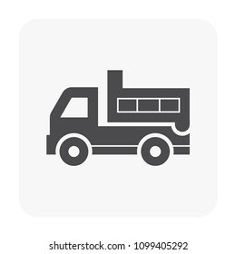 Dump truck vector icon. May called tipper truck, dumper trailer or tip lorry. Heavy machine equipment or vehicle for construction to load, unload, carrier, transport and delivery sand, rock and gravel