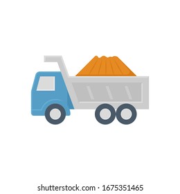 Lkw und Haufen Erde in der Vektorillustration Symbol Design.
