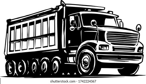 Dump Truck Vector Illustration Isolated on white background. Tipper Truck