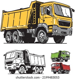 Dump Truck Vector Illustration Isolated on white background. Tipper Truck