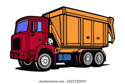 Dump Truck Vector Illustration Isolated on white background. Tipper Truck,Dump truck flat icon. Heavy construction vehicle