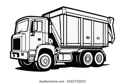 Dump Truck Vector Illustration Isolated on white background. Tipper Truck,Dump truck flat icon. Heavy construction vehicle