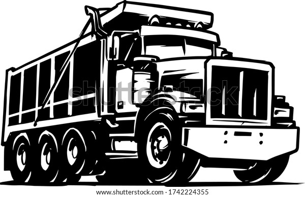 Dump Truck Vector Illustration Isolated on white\
background. Tipper Truck