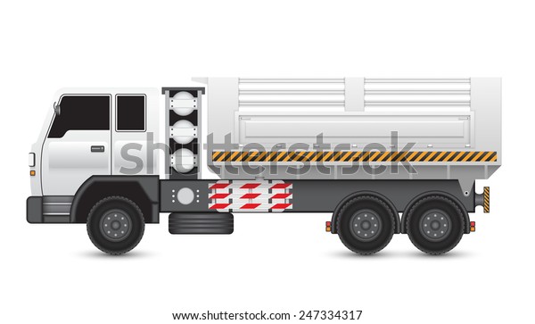 Dump truck vector illustration. May called\
tipper truck, dumper trailer or tip lorry. Heavy machine equipment\
or vehicle for construction to load, unload, carrier and delivery\
sand, rock and gravel.\

