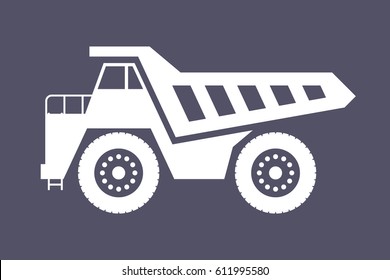dump truck vector illustration on dark blue background