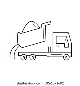 Dump truck vector line icon isolated on white background. Dump truck line icon for infographic, website or app. Icon designed on a grid system.