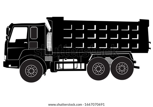 Dump Truck Vector Silhouette On White Stock Vector (Royalty Free ...