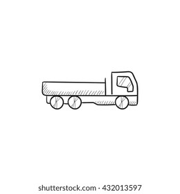 Volcar el icono de esbozo del vector del camión aislado en el fondo. Icono del camión de volcado a mano. Icono de esbozo de camión volcado para infografía, sitio web o aplicación.