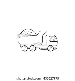 Dump truck vector sketch icon isolated on background. Hand drawn Dump truck icon. Dump truck sketch icon for infographic, website or app.