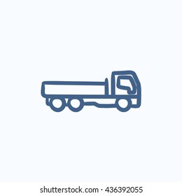 Dump truck vector sketch icon isolated on background. Hand drawn Dump truck icon. Dump truck sketch icon for infographic, website or app.