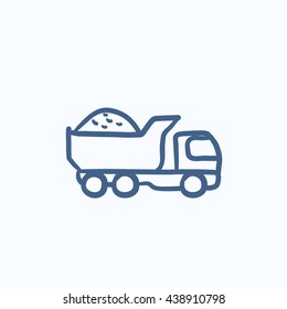 Dump truck vector sketch icon isolated on background. Hand drawn Dump truck icon. Dump truck sketch icon for infographic, website or app.