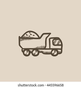 Dump truck vector sketch icon isolated on background. Hand drawn Dump truck icon. Dump truck sketch icon for infographic, website or app.
