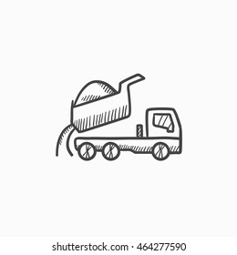 Dump truck vector sketch icon isolated on background. Hand drawn Dump truck icon. Dump truck sketch icon for infographic, website or app.