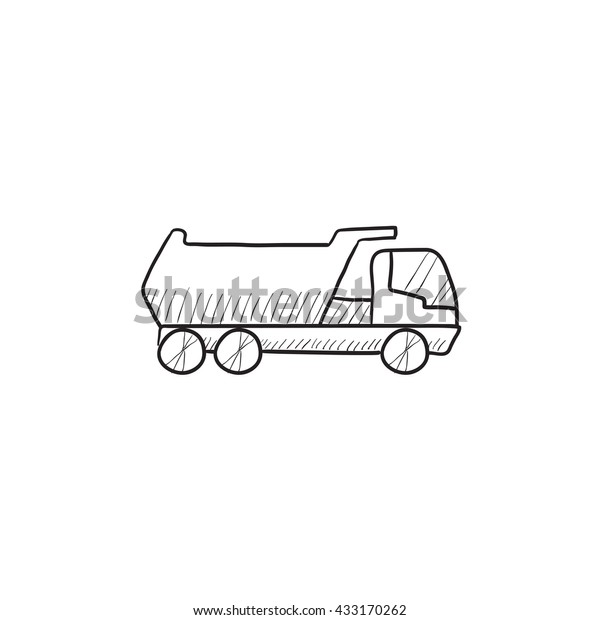 Dump truck vector sketch icon isolated on
background. Hand drawn Dump truck icon. Dump truck sketch icon for
infographic, website or
app.