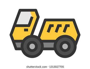Dump truck yellow icon