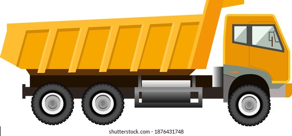 Dibujo de camión volcado.Vector. Aislado sobre fondo blanco.