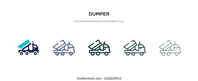 dumper icon in different style vector illustration. two colored and black dumper vector icons designed in filled, outline, line and stroke style can be used for web, mobile, ui