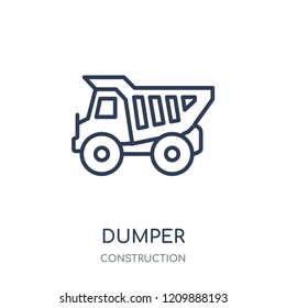 Dumper icon. Dumper linear symbol design from Construction collection. Simple outline element vector illustration on white background.