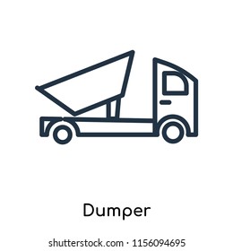 Dumper icon vector isolated on white background. thin symbols or lined elements in outline style