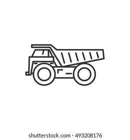 Dumper Line Icon. Mining Truck , Vector Linear Illustration