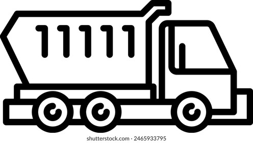 Dumper truck construction machinery with black outline style. industry, truck, heavy, dumper, vehicle, transportation, transport. Vector illustration