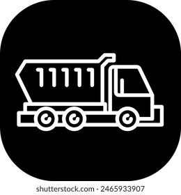 Dumper truck construction machinery with black filled line outline style. industry, truck, heavy, dumper, vehicle, transportation, transport. Vector illustration