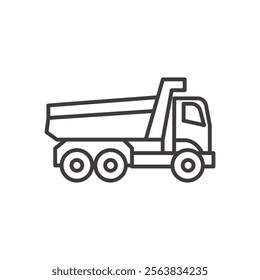 Dumper Truck Icon Depicting a Heavy-Duty Vehicle in Black and White