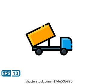 dumper truck icon in filled line style. vector illustration for graphic design, website, UI isolated on white background. EPS 10