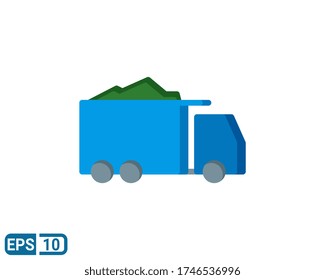 dumper truck icon in flat style isolated on white background. Editable color. EPS 10